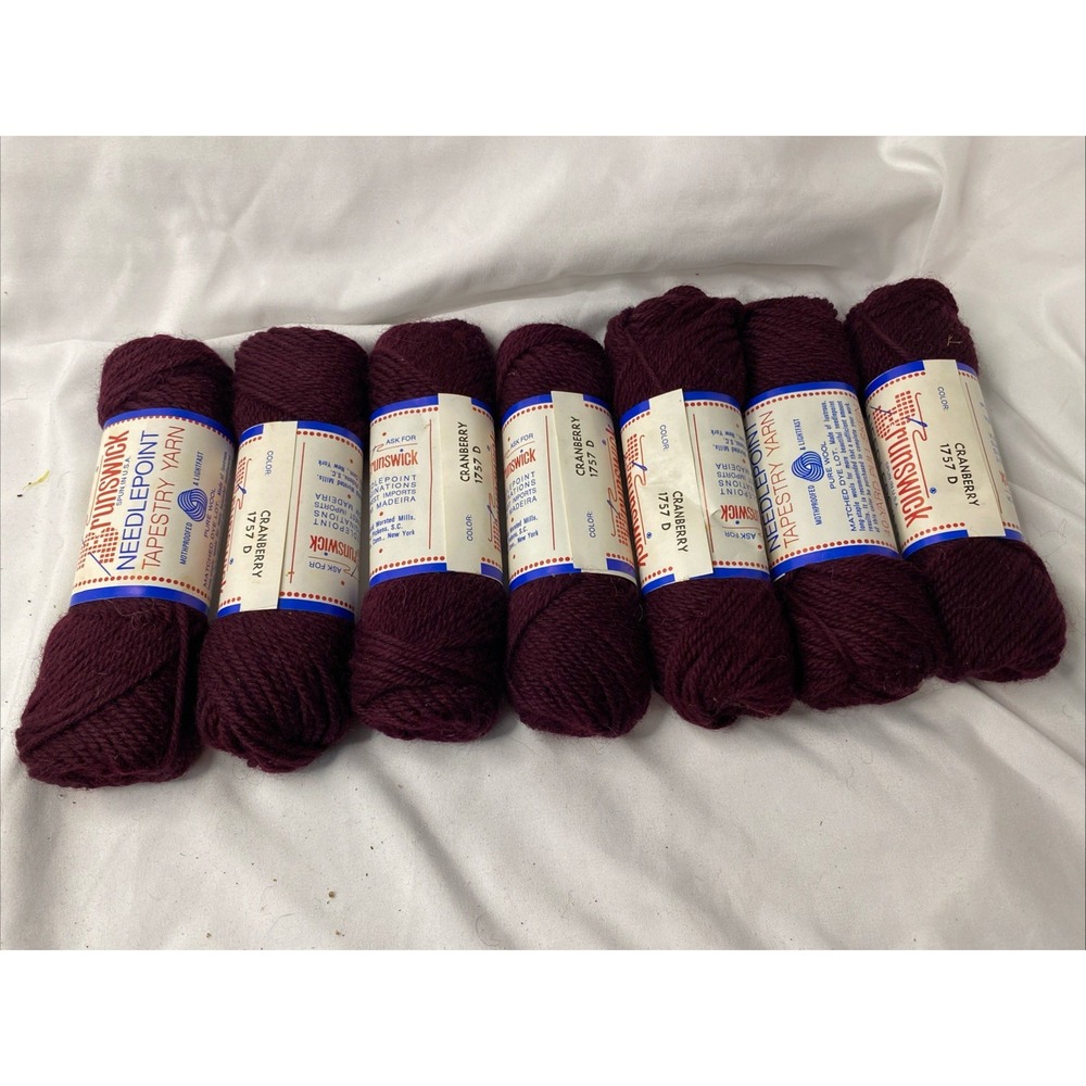 LOT Of 7 Skein Brunswick 100% Wool Needlepoint Tapestry Yarn Cranberry 1757 D